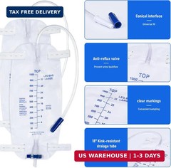 10 Pack 1000ml Sterile Leg Urinary Drainage Bags with 2 Adjustable Elastic Strap
