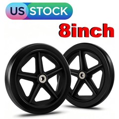 2Pcs 8 Inch Replacement Wheelchair Wheels for Walkers Black #EE