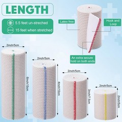 20 Pack Elastic Bandage Wraps 2″-6″ Stretchable Compression for Legs, Knees, Wri