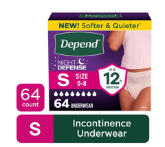 Depend Night Defense Adult Underwear Women Small 64 Count Overnight