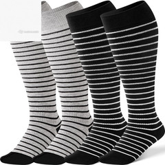 [2 Pairs] Plus Size Compression Socks Wide Calf Bamboo 15-20 mmHg Knee High