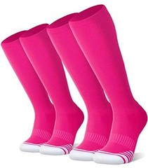 2/3 Pack Baseball Soccer Softball Socks for Kids Youth Large Hot Pink (2 Pack)