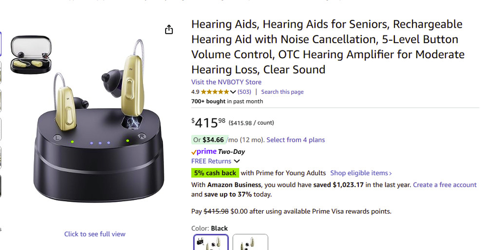 Hearing Aids for Seniors Rechargeable with Noise Cancelling Amplifier 5 Levels