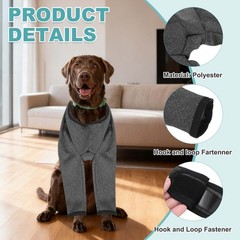 Dog Leg Sleeves Suit for Front Legs S Dark Gray Polyester