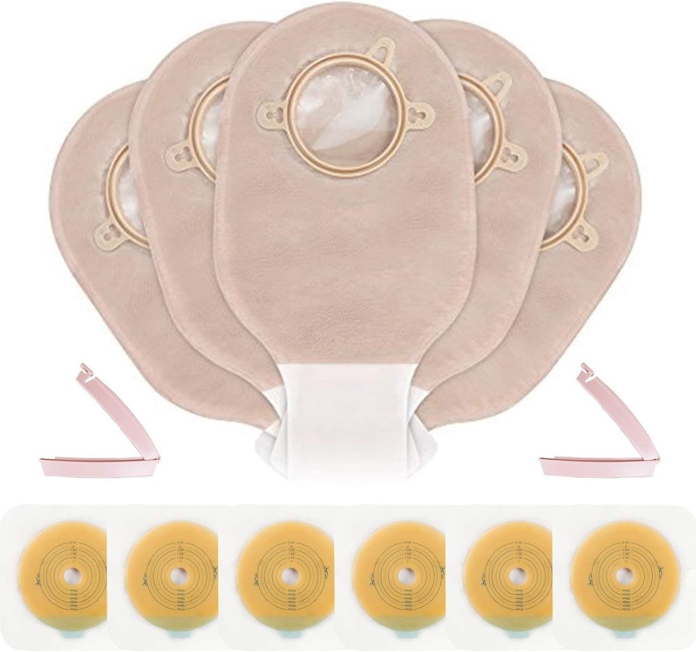 Ceeport 21 PCS Colostomy Bags Ostomy Supplies Two Piece with Clamp Closure