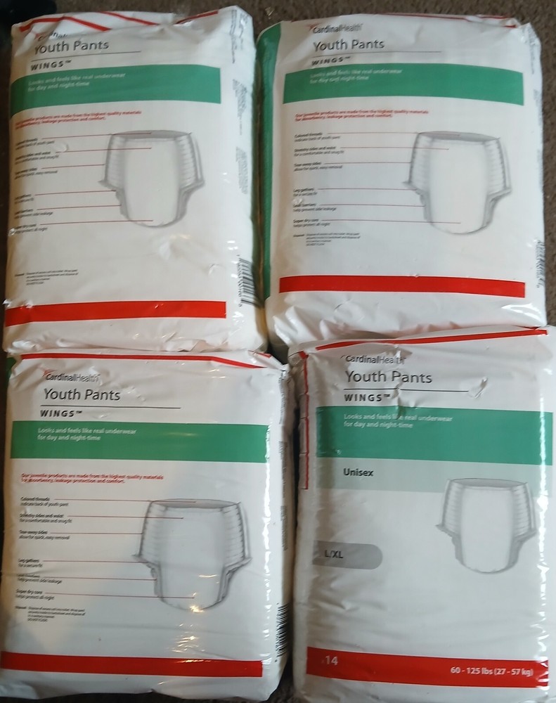 4 Packs Of Cardinal Health Youth Pull Ups Size S/M,38-65 Lbs 17 In Each Pack