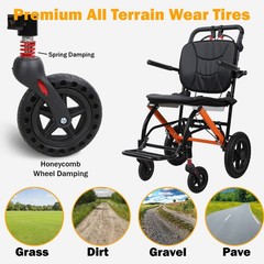 Ultra Lightweight Elderly Transport Wheelchair Portable Folding Transport Chair