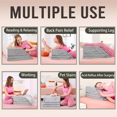 Wedge Pillow for Sleeping, Bed Wedge Pillow for After Surgery 3-Height Memory…