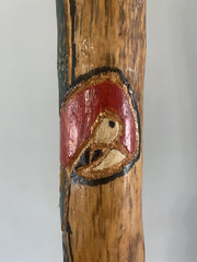 Wooden Walking Stick Staff Cane Hand Carved Painted 44″ Parrot Design