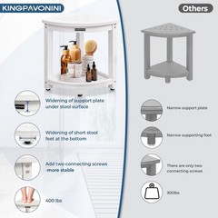 Waterproof Corner Shower Stool for inside Shower, Anti-Fading Shower Bench for S