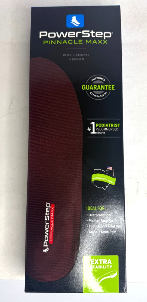 Powerstep Orthotics Pinnacle MAXX Foot Insoles Arch Support Unisex Size E