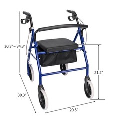 Aluminum Rollator Folding Rolling Walker w/Seat 8″ Wheels, 450lb Weight Capacity