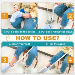 Blue Sock Aid Device, 29.5 Inch Straps, Non-Woven Fabric, For Seniors