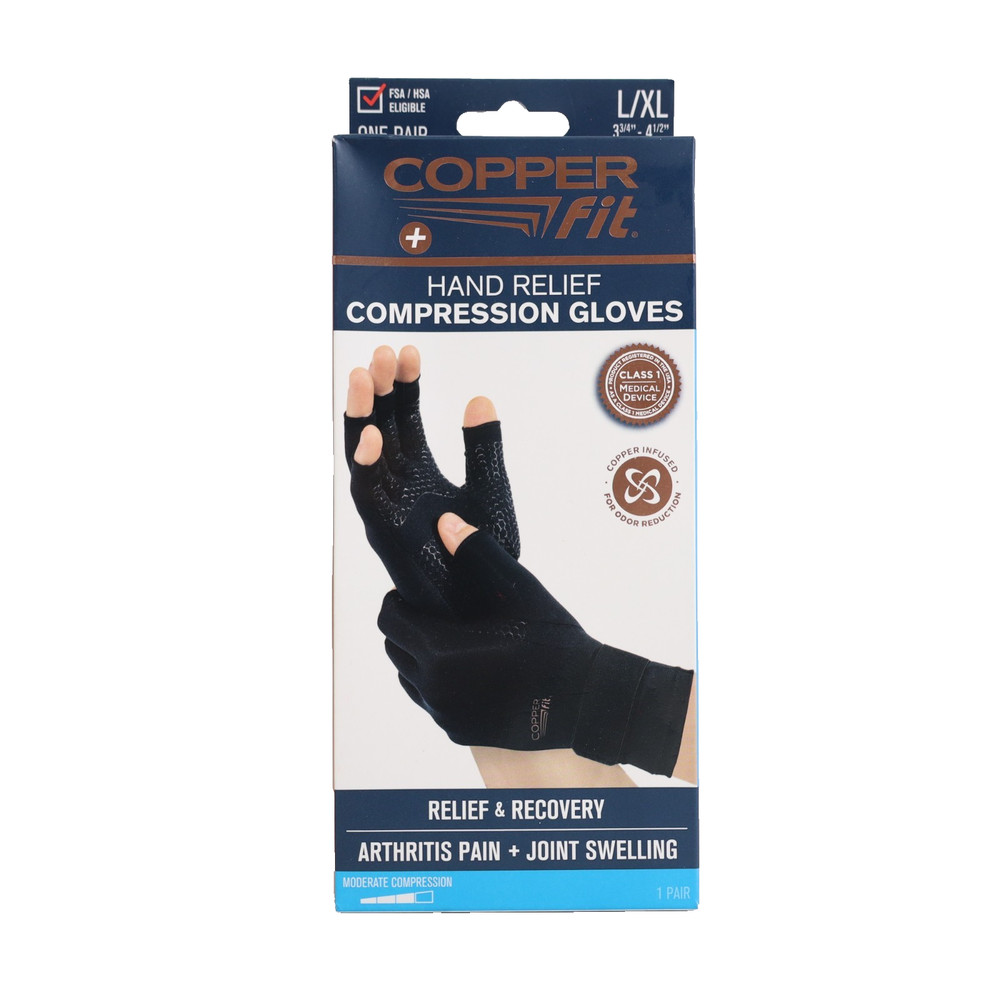 Copper Fit Compression Gloves Arthritis Pain Relief L/XL Unisex 1 Pair