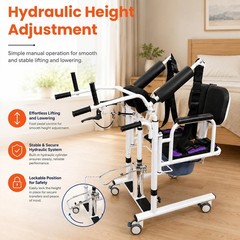 6-in-1 Hydraulic Patient Lift Chair, 180° Split Seat, 440lbs, Portable for Home,