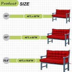 RUFXIEZW Waterproof Porch Swing Cushion Replacement, Thick 40 x 55 in, Red