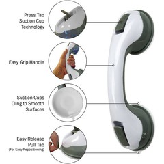 Bath Safety Handle Suction Cup Handrail Grab Bathroom Grip Tub Shower Bar Rail