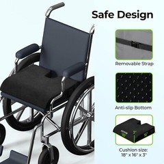 Wheelchair Seat Cushions Memory Foam Pressure Relief Cushion, (18″x16″x3″)