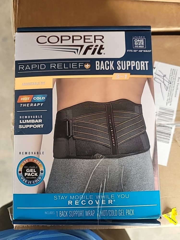 Copper Fit CFRRBK1SZ-001-OS Back Support Brace – Black