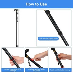 Walking Cane, Folding Cane for Man & Women, Portable Lightweight | 11″, Black