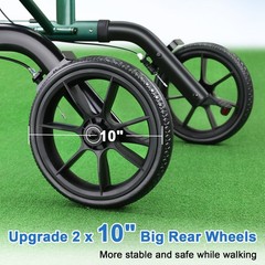 WALKMATE Rollator Walker Transport Chair Adjustable Folding 10” Wheelchair Green