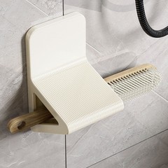 2 Pcs Shower Foot Rest No-Drill Wall Mounted For Shaving Legs (Cream Yellow)