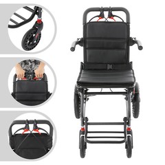 Foldable Wheeled Transport Chair 40*40cm Seat Size 270° Rotating Armrest Chair