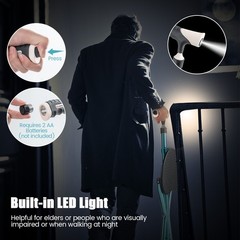 Folding Adjustable Cane Seat Aluminum Alloy Crutch Chair With Light Black