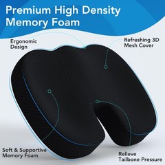 Memory Foam Seat Cushion Lumbar Support Ergonomic Back Support for Office Car
