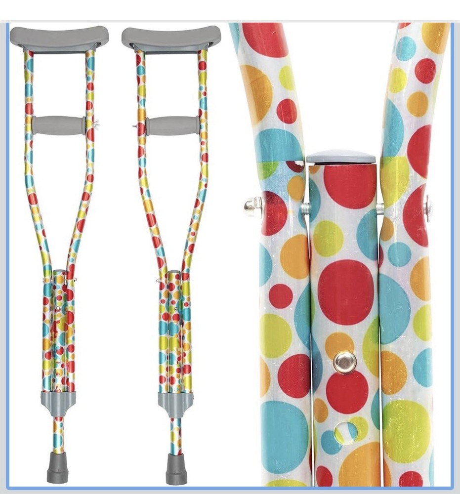 Girls Crutches Pools Dot Lightweight Aluminum , 4’6”–5’2” Tall,FASHIONABLE