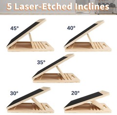 Adjustable 16.5″×12″ Wooden Slant Board – 5-Angle Foldable Natural wood color