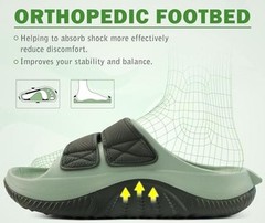 Mens Recovery Sandals Orthopedic Walking Slides for 10 Dark Green/Light Green