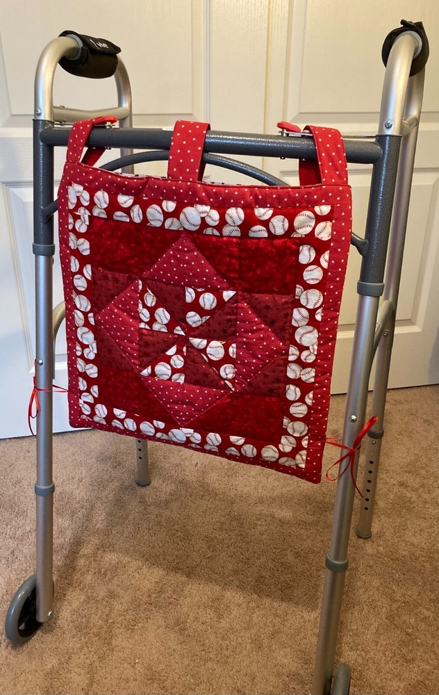 Quilted Handmade Baseball Walker Organizer Cotton Fabric 16” w/7 pockets WO-134