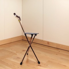 Heavy Duty Folding Cane with Seat Aluminum Alloy Adjustable Height CrutchesStool