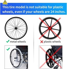 Wheelchair Rear Wheel Solid Tires (Pair) 24X1 3/8″ PU Non Pneumatic Tires, Suita