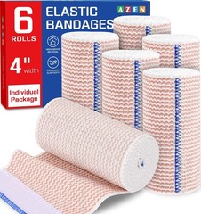 AZEN Premium 6 Pack Elastic Bandage Wrap 4 Inch, Compression Wrap Bandage for