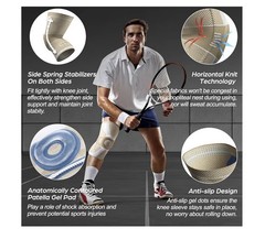 NEENCA Knee Brace Professional Knee Support Light Color Beige/Gold Sz M