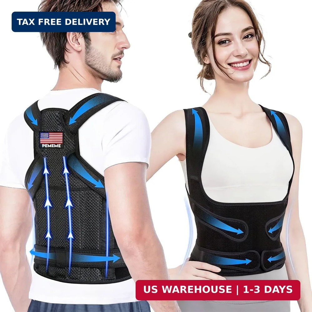 Posture Corrector for Women and Men – Adjustable Back Brace for Pain Relief – En