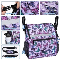 ZHCHG Wheelchair Bags, Backpack with Cup Large, Purple butterfly