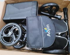 Aojin Knee Scooter Steerable Portable Walker 8″ Front Wheels Senior 300lb Black