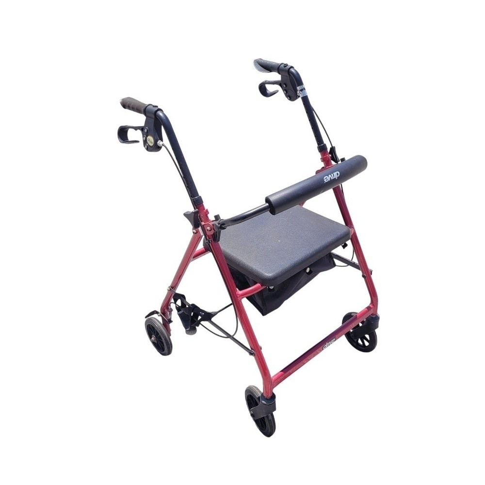 Drive R726RD Rollator Walker 6″ Wheels Red Black Folding Seat Aluminum Mobility