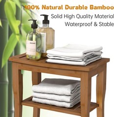 Water-Resistant Waterproof Bamboo Shower Bench – Versatile – 18.9″x18.11″x9.96″