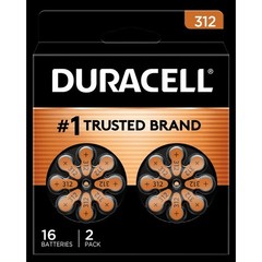 Duracell Size 312 Hearing Aid Batteries Zinc-Air 1.45V 16 Count 2 Pack