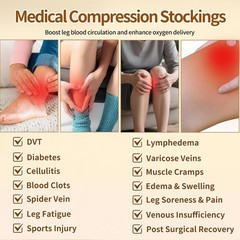 Myshear 20-30 mmHg Compression Stockings for Women and Men, Medium, Beige