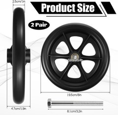 4 Pack 8 Inch Walker Wheels Replacement, Solid Wheelchair Front Wheels Anti-S…