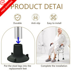 Shower Chair Replacement Feet – 4-Pack 28.6cm Diameter (1-1/8” I.D., Grey