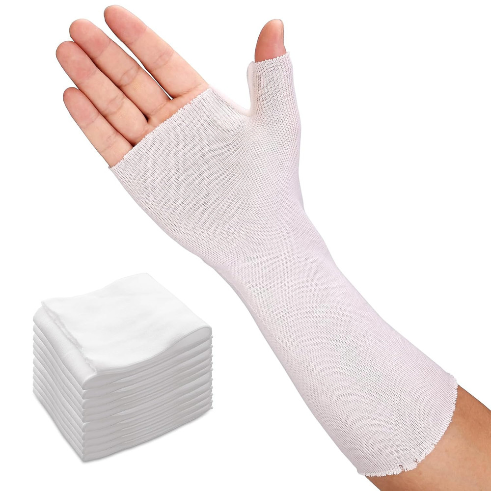 Hand Socks for Splint (Pack of 10), Breathable, Thin Stockinette Tubing for Arm,