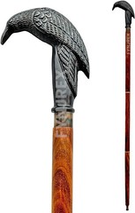 Handmade Wooden Walking Cane with Raven Head Handle – Antique Style Stick