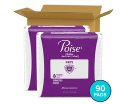 Poise Incontinence Pads for Women Ultimate Absorbency Long 90 Count 6 Drop