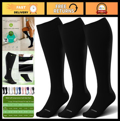 Wide Calf Compression Socks 15-20mmHg Knee High Support Stockings for Circulatio
